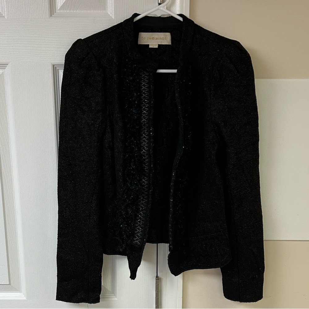 Of Two Minds Black Brown Embellished Blazer